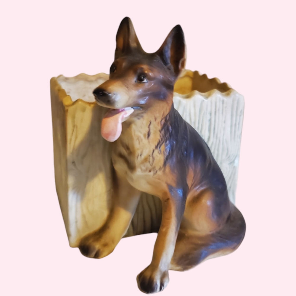 Vintage german shepherd planter